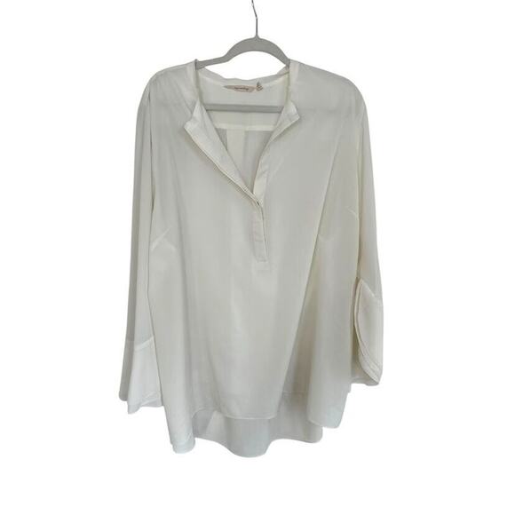 Soft Surroundings Ivory Bell Sleeve Blouse Top Plus Size 2X Office Minimalist - Picture 1 of 6